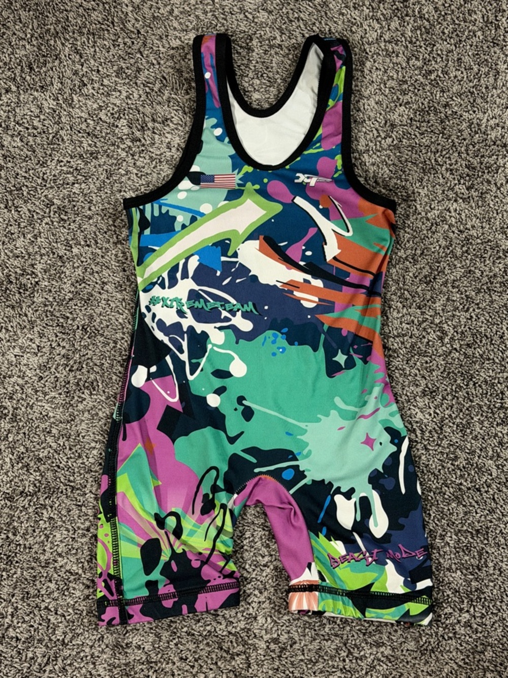 YX Youth Multicolor Gaffiti Wrestling Singlet